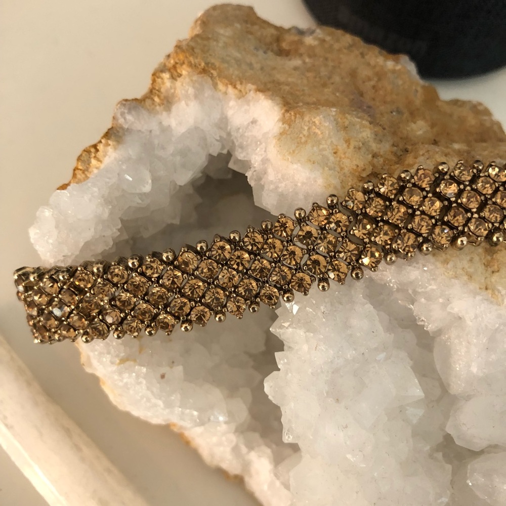 Gold Colored Rhinestone Adjustable Choker - Picture 4 of 5
